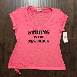 PInk lotus Strong is the new black workout T-shirt